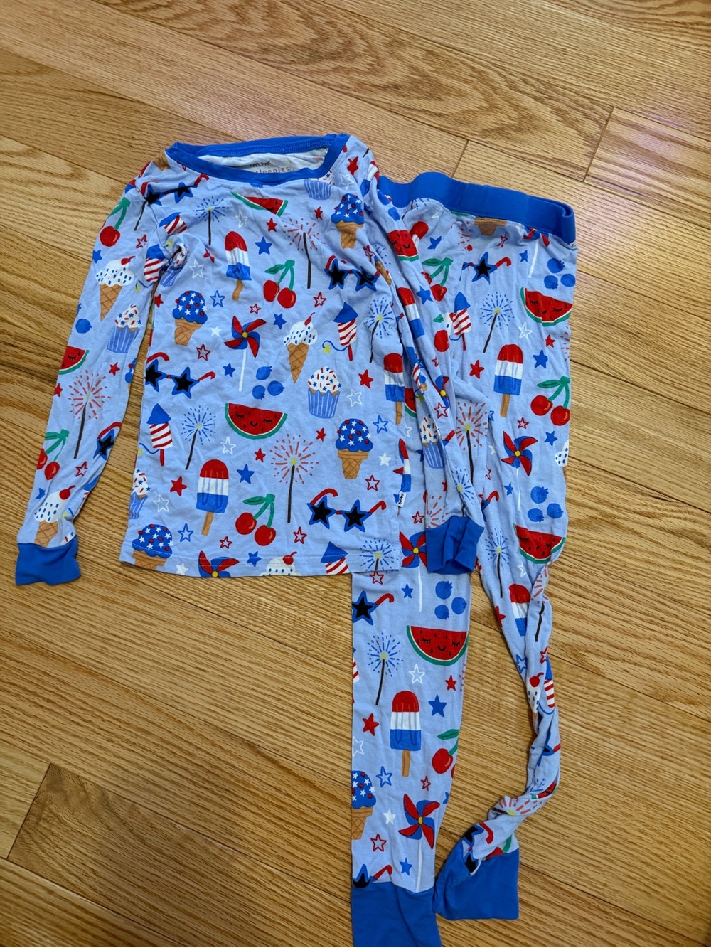 Little Sleepies Blue Patriotic Snack Print Pajama Set 5/6